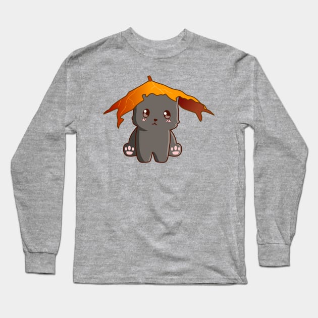 Kitty Leaf Autumn Long Sleeve T-Shirt by AnishaCreations